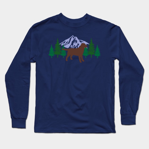 Chocolate Labrador Evergreen Long Sleeve T-Shirt by HappyLabradors